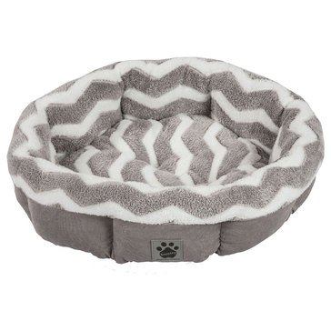 SnooZZy Shearling Round Gray Zig Zag Pet Bed