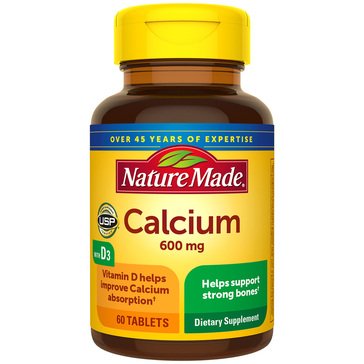 Nature Made 600mg Calcium Tablets, 60-count