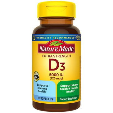 Nature Made 125mcg Vitamin D3 Softgels, 90-count