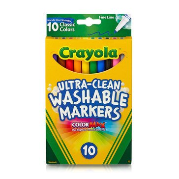 Crayola Classic Colors Ultra-Clean Washable Fine Line Color Max Markers, 10-count