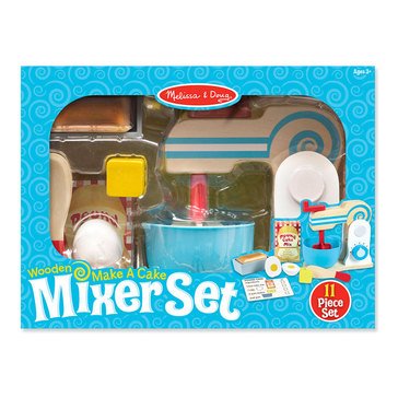 Melissa & Doug Wooden Make-a-Cake Mixer 11-Piece Pretend Play Set