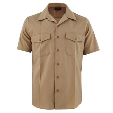 Men's Khaki Poly/Wool Short Sleeve Shirt, Classic Fit