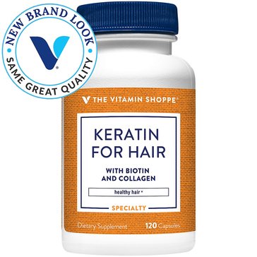 The Vitamin Shoppe Keratin for Hair with Biotin & Collagen Capsules, 120-count 