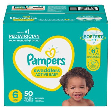 Pampers Swaddlers Active Baby Size 6 Diapers, 50-count