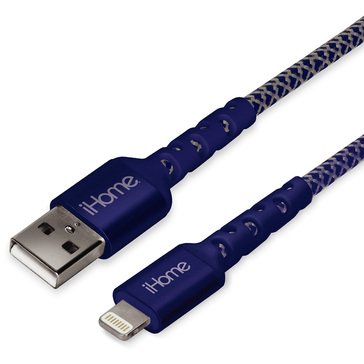 iHome 6ft Durastrain Lightning to USB-A Nylon Charge Sync Cable with Cable Wrap