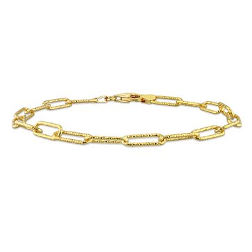 Sofia B. 18K Yellow Gold Plated Sterling Silver Fancy Paperclip Chain Anklet