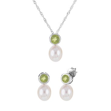 Imperial Cultured Pearl & Peridot August Birthstone Set