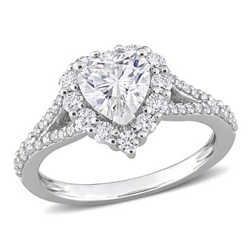 Sofia B. 1 1/2 cttw DEW Created Moissanite Heart Halo Engagement Ring