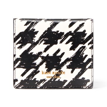 Kate Spade New York Morgan Painterly Houndstooth Embossed Saffiano Leather Small Bifold Wallet