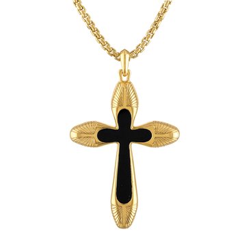 Bulova Men's Icon Cross with Agate Pendant Necklace