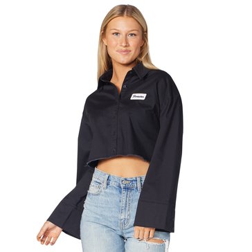 Fivestar General Long Sleeve Cropped Button Up Top Juniors