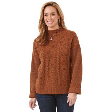 Democracy Women's Mix Stitched Funnel Neck Sweater