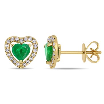 Sofia B. 1/5 cttw Diamond and 5/8 cttw Emerald Post Earrings