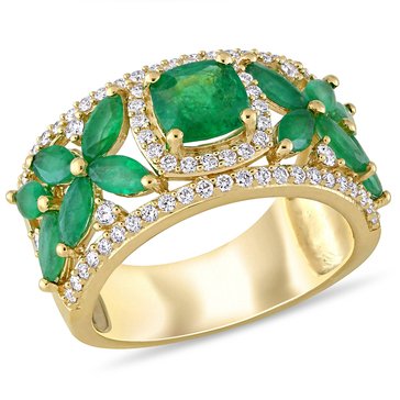 Sofia B. 1/2 cttw Diamond and 2 27/50 cttw Emerald Ring