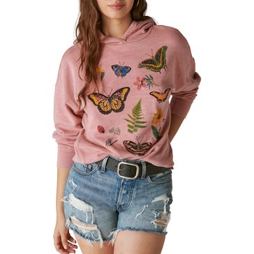 Lucky Brand Women's Long Sleeve Butterfly Floral Knit Top