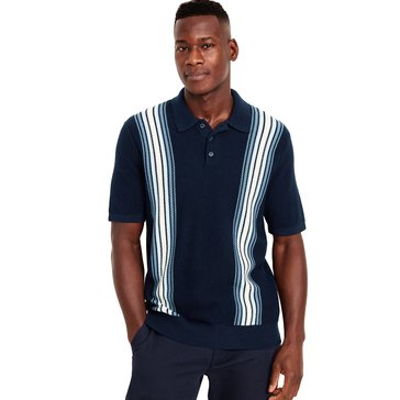 Old Navy Men's Short Sleeve Johnny Collar Striped Sweater Polo 