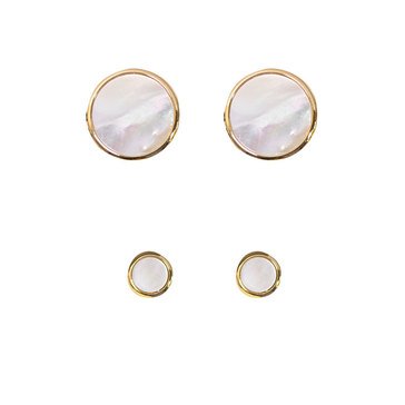 Shirt Studs (4) and Cuff Links White Pearl 