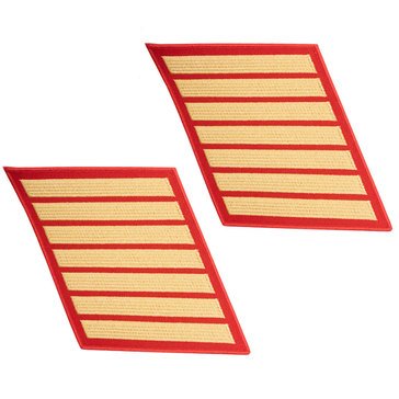 USMC Men's Service Stripe Set 7 Gold on Red Merrowed