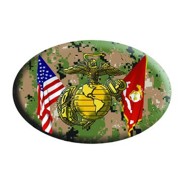 Mitchell Proffitt USA/USMC Crossed Flags Digi Camo Magnet